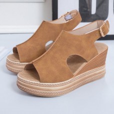 Plus Size Women Casual Buckle Comfy Open Toe Platform Wedges Sandals