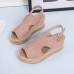 Plus Size Women Casual Buckle Comfy Open Toe Platform Wedges Sandals