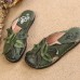  Slip On Retro Flower Casual Genuine Leather Round Toe Slippers