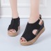 Plus Size Women Casual Buckle Comfy Open Toe Platform Wedges Sandals