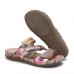  Retro Flower Printing Leather Comfy Flat Stripe Thong Sandals