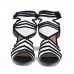 Plus Size Women Fashion Striped Hook   Loop Heeled Sandals