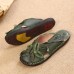  Slip On Retro Flower Casual Genuine Leather Round Toe Slippers