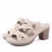 Women Comfy Metal Buckle Peep Toe Backless Chunky Heel Sandals