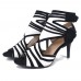 Plus Size Women Fashion Striped Hook   Loop Heeled Sandals