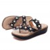 US  Retro Rhinestone Flowers Soft Slippers Women Summer Shoes