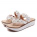 US  Retro Rhinestone Flowers Soft Slippers Women Summer Shoes