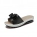 US Butterfly Knot Leather Breathable Platform Wedges Slippers