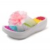 Women Summer Slippers Flip Flops Platform Floral Shoes