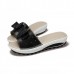 US Butterfly Knot Leather Breathable Platform Wedges Slippers