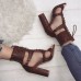 Plus Size Women Fashion Alligator Pattern Back  zip Heeled Sandals