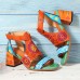  Pattern Hollow out Chunky Heel Hook Loop Leather Sandals