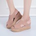 Plus Size Women Casual Buckle Comfy Open Toe Platform Wedges Sandals