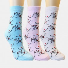 Women Cotton Personality Funny Pattern Breathable Sweat  absorbent Tube Socks