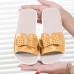 US Butterfly Knot Leather Breathable Platform Wedges Slippers