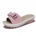 US Butterfly Knot Leather Breathable Platform Wedges Slippers