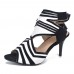 Plus Size Women Fashion Striped Hook   Loop Heeled Sandals