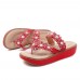 US  Retro Rhinestone Flowers Soft Slippers Women Summer Shoes