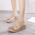 Women Solid Color Dot Hollow Out Casual Comfortable Wedges Heels Stripe Sandals