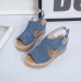 Plus Size Women Casual Buckle Comfy Open Toe Platform Wedges Sandals