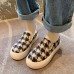 Women Casual Plush Houndstooth Warm lining Skate Shoes