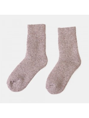 5 Pairs Men Winter Thicken Warm Woolen Socks Home Comfy Plus Velvet Solid Color Tube Socks
