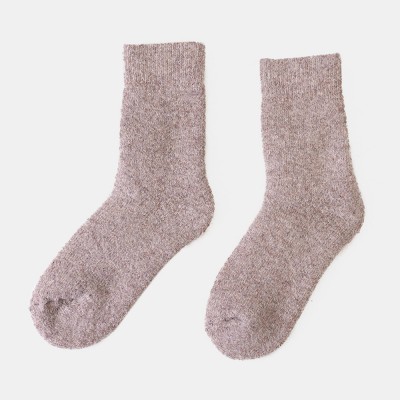 5 Pairs Men Winter Thicken Warm Woolen Socks Home Comfy Plus Velvet Solid Color Tube Socks