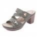 Women Comfy Metal Buckle Peep Toe Backless Chunky Heel Sandals