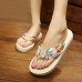 Big Size Summer Women Beach Slippers Bohemia Flip Flops Breathable Silk Slippers