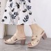 Women Comfy Metal Buckle Peep Toe Backless Chunky Heel Sandals