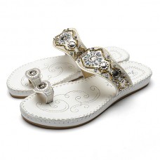 Women Bohemia Sandals Clip Toe Flat Embroidery Casual Beach Slipper