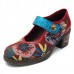  Floral Jacquard Splicing Leather Shoe Pattern Hook Loop Pumps