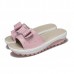 US Butterfly Knot Leather Breathable Platform Wedges Slippers