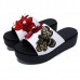 Women Summer Sandals Slip On Soft Sole Flower Embroidery Slippers