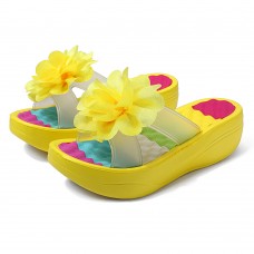 Women Summer Slippers Flip Flops Platform Floral Shoes