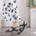 Women Solid Color Dot Hollow Out Casual Comfortable Wedges Heels Stripe Sandals