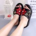 Women Summer Sandals Slip On Soft Sole Flower Embroidery Slippers