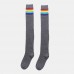 Women Cotton Rainbow Stripe Pattern Casual Universal Over Knee Leggings Thigh Socks Stockings