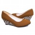 Women Slip On Casual Pumps Leopard Wedge Heels Platform Leisure Shoes